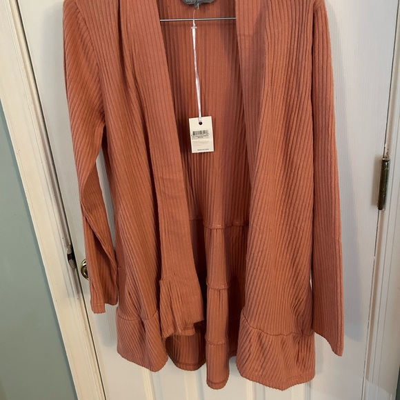 Simply Southern long sleeve light weight open front cardigan with tiered hem. - Picture 2 of 3